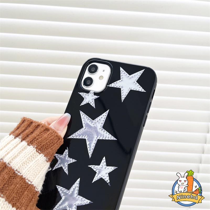 IPHONE Casing Kompatibel Untuk Iphone14 13 12 11 Pro Max X Xr Xs Max8 7 6 6s Plus SE 2020 Ins Silver Star Mulus Glossy Ultra Slim Casing Ponsel Shockproof Silikon Soft Case Handphone Cover