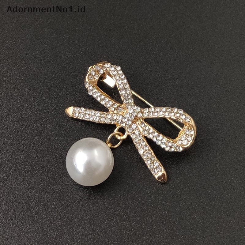 [AdornmentNo1] Bros Pin Ikatan Simpul Mutiara Vintage Untuk Wanita Rhinestones Brooch Designer Jewelry [ID]