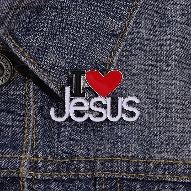 [AdornmentNo1] Trendy Bros Pin I LOVE JESUS Saint Christ Metal Badge Lapel Pin Vintage Boutonniere Kerah Wanita Tas Sweater Bros Perhiasan [ID]