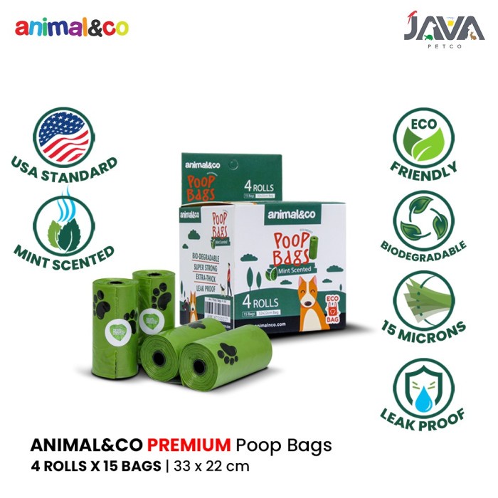 Animalnco Premium Poop bags Plastik Kotoran Hewan Biodegradable Refill