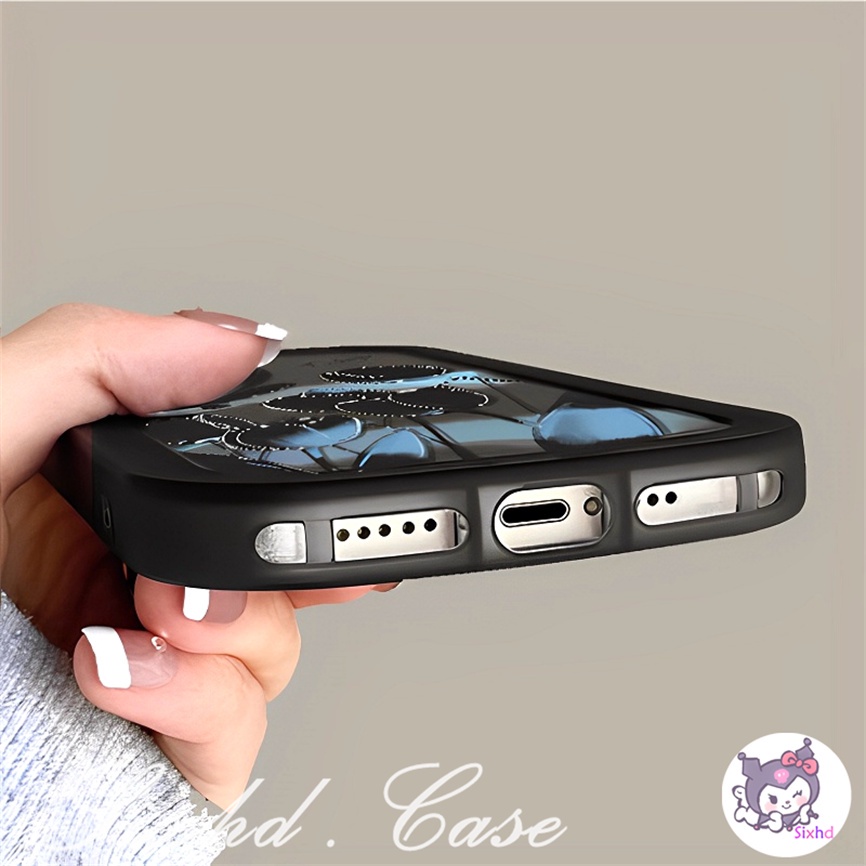 IPHONE Kompatibel Untuk Iphone8 7Plus X Xs Xr Untuk Iphone11 14 13 12 Pro Max SE 2020 Xs Max Fashion Tulip Hitam Silikon Oval Kamera Ponsel Case Soft Cover