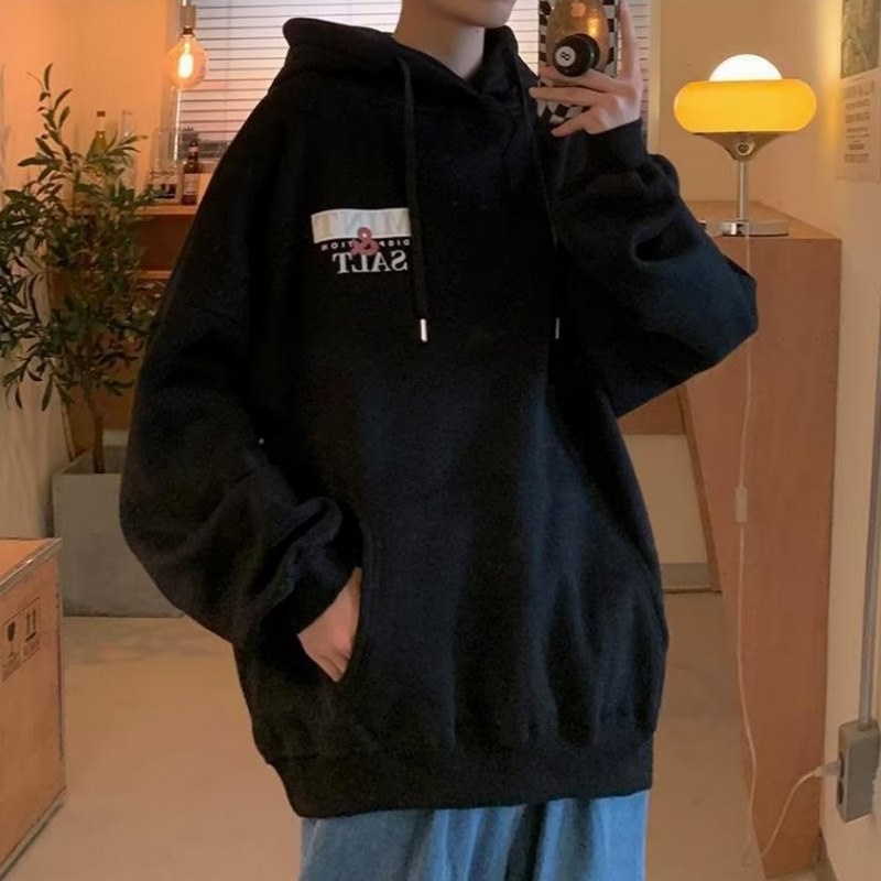 BISA COD M-XXXXXL Hoodie Japanese Style Unisex Hoodie Vintage Hiphop Printing Men's Fashion Long Sleeve Model on 5XL Sweatshirt Winter Casual Hooded Sweater Black White