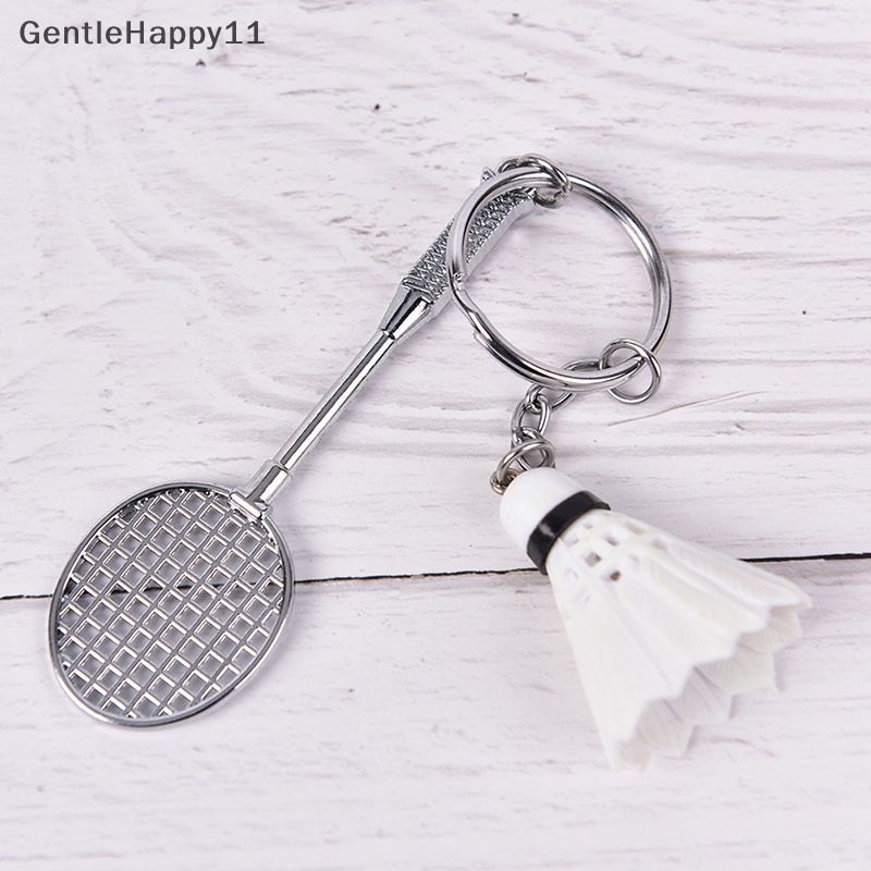 Gentlehappy Raket Badminton mini Bola Olahraga keyring Gantungan Kunci holder Tas Liontin charm id