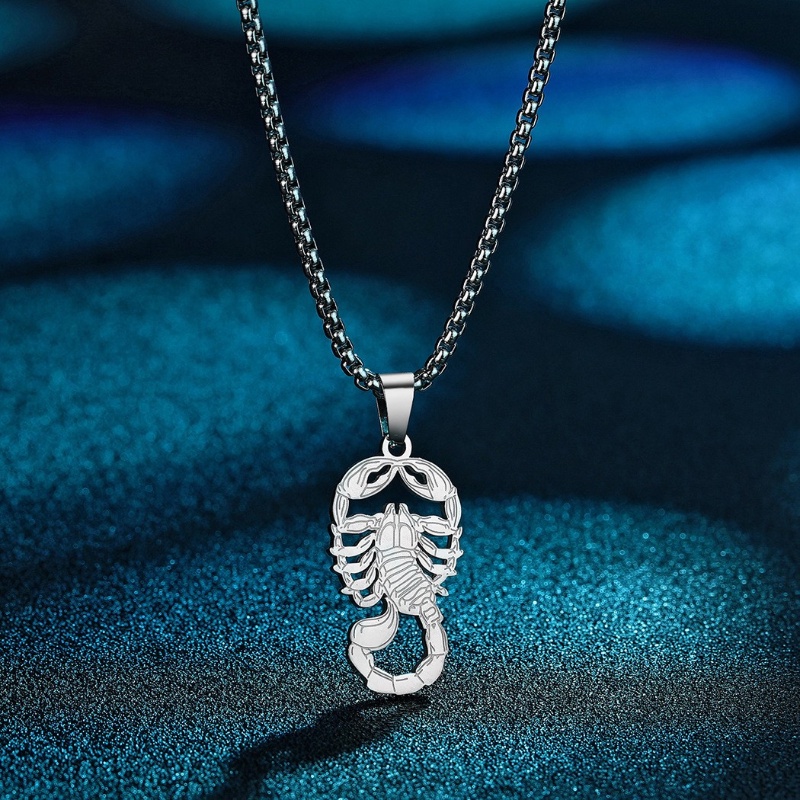 Zh Perhiasan Hip Hop Rock Fashion Pria Stainless Steel Scorpion Pendant Kalung Pesta Perhiasan Hantaran