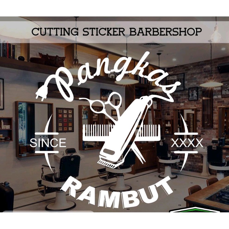 Stiker StickerDinding Kaca Pangkas Rambut Potong Rambut