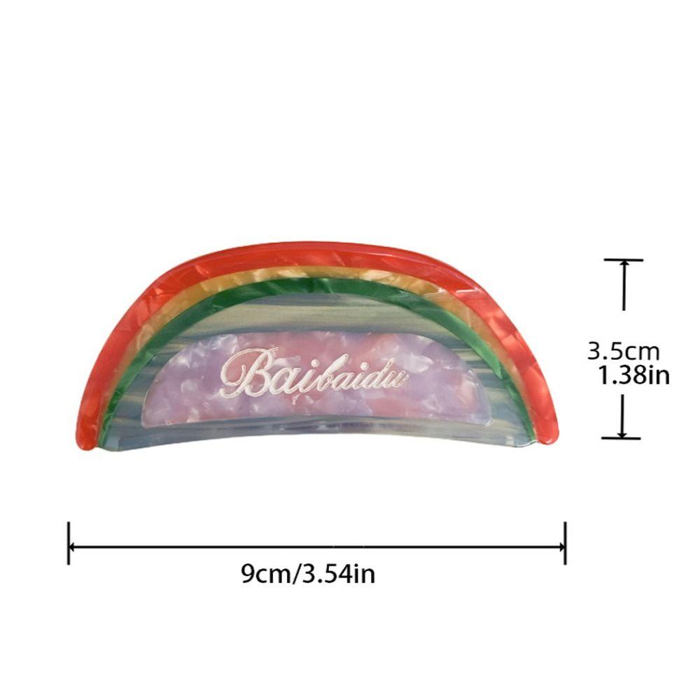 AUGUSTINA Rainbow Hair Claw Cute Stylish Ins Patchwork Untuk Anak Perempuan Besar Jepit Rambut Ponytail Holder Hiasan Kepala Korea Hairgrips Women Hair Clip