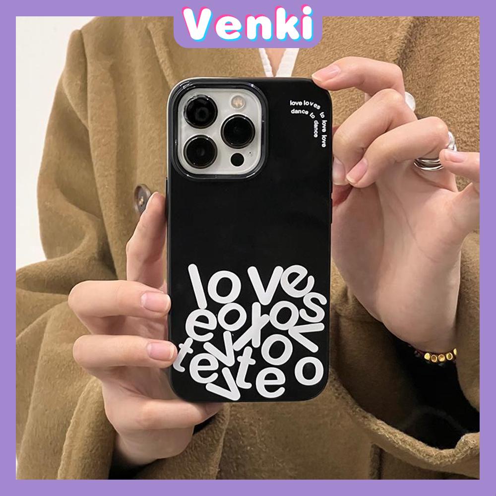 VENKI - Untuk iPhone 11 iPhone Case Hitam Glossy TPU Soft Case Shockproof Perlindungan Kamera Alfabet Bahasa Inggris Sederhana Kompatibel dengan iPhone 14 13 Pro max 12 Pro Max xr xs max 7 8Plus