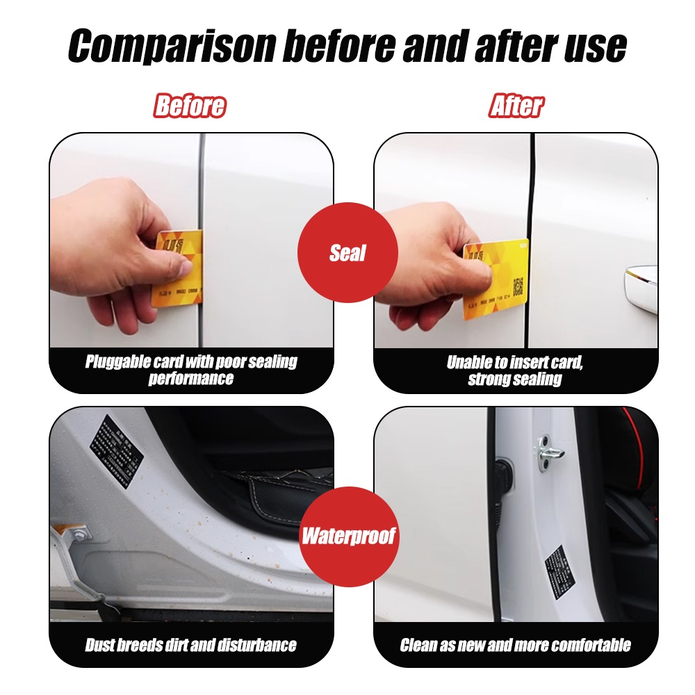 1/5m Strip Seal Karet Pintu Mobil Lapisan Ganda 5lubang Weatherstrip Self Adhesive Strip Kedap Suara Menebal Bentuk L B Pinggiran Bak Truk Strip Universal Auto Exterior Aksesoris