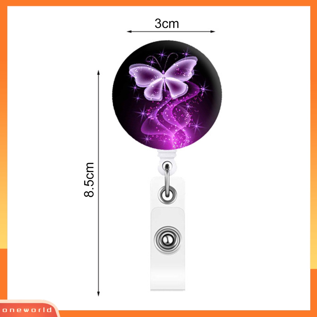 [ONE] Bros Pin Sepuhan Marblizing Butterfly Retractable Lanyard Rotatable Anti-lost Colorful Perawat Kerja Kartu Klip ID Nama Lencana Pemegang Penggunaan Sehari-Hari