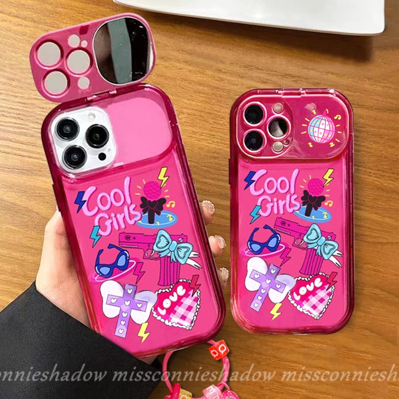 Casing Ponsel Cermin Make Up Flip Kreatif Untuk Vivo Y15 Y20 Y12 Y11 Y20s G Y17 Y91C Y12s Y1S Y11s Y12i Y20i Y12A Y20G Y30G Y20A Kartun Lucu Cute Graffiti Sticker Lembut Penutup Belakang