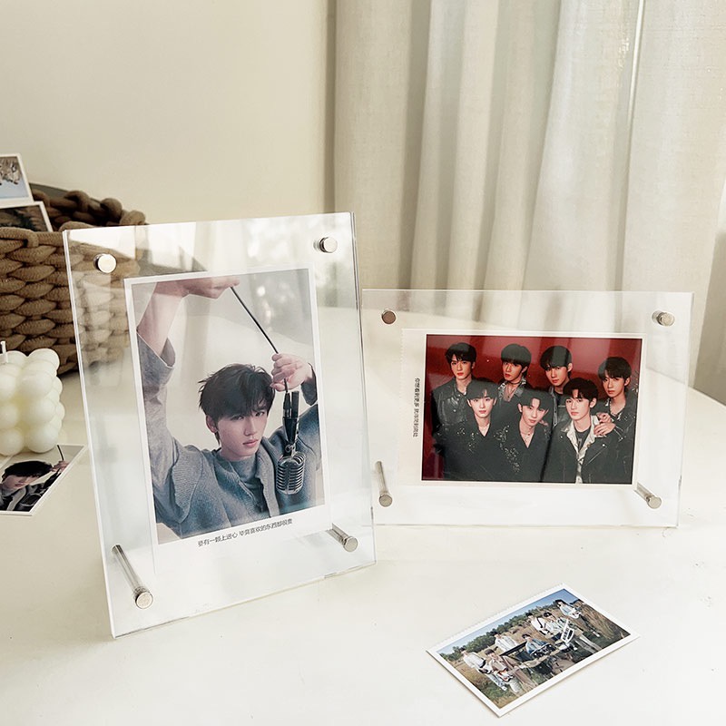 Bingkai Foto Akrilik Bening Dekorasi Desktop KPOP Lomo Card Holder Photocard Stand Persegi Panjang Sertifikat Display Holder