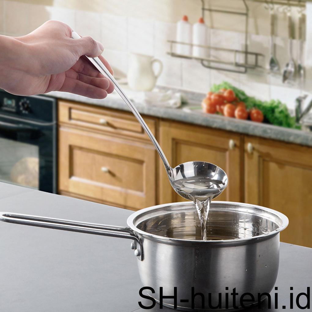 Sendok Pemisah Stainless Steel Anti Panas Sup Grease Skimmer Scoop Hot Pot Saringan Minyak Pouring Spout Untuk Rumah Restoran