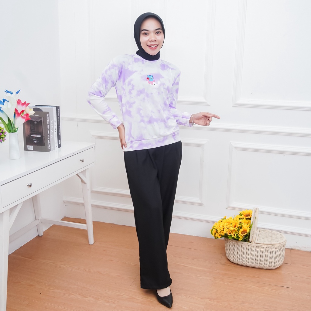 ZAKIYA - SWEATER TERBARU TIE DYE BT KARAKTER / SWEATER WANITA KOREAN STYLE TIE DYE K POP KOREA