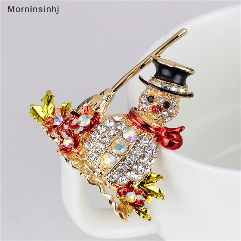 Mornin Panas Gaya Baru Indah Ctystal Berlian Imitasi Natal Snowman Bros Pin Xmas GiftsHot FashionStyle Indah Ctystal id