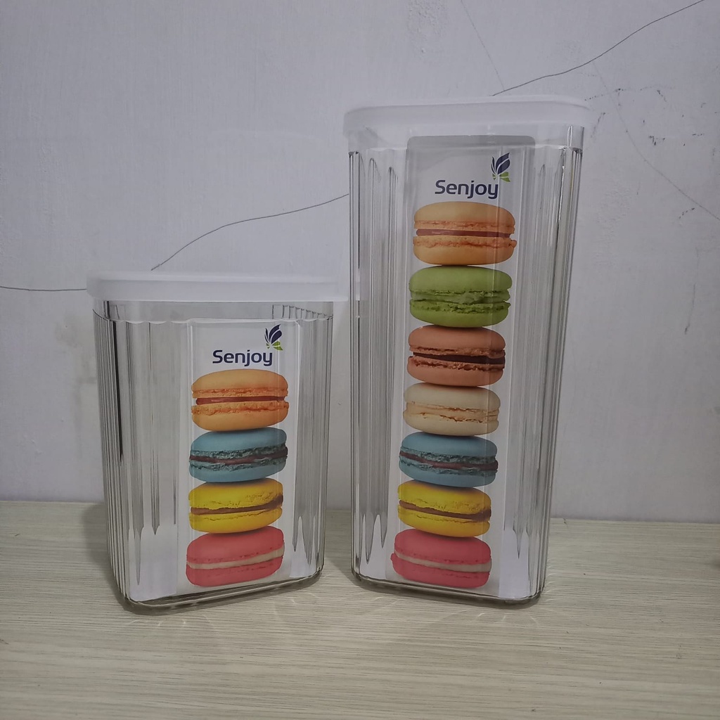 Toples Akrilik Putih Aesthetic Sejoy Canister / Toples Plastik Acrylic / Tempat Cemilan Kue Lebaran