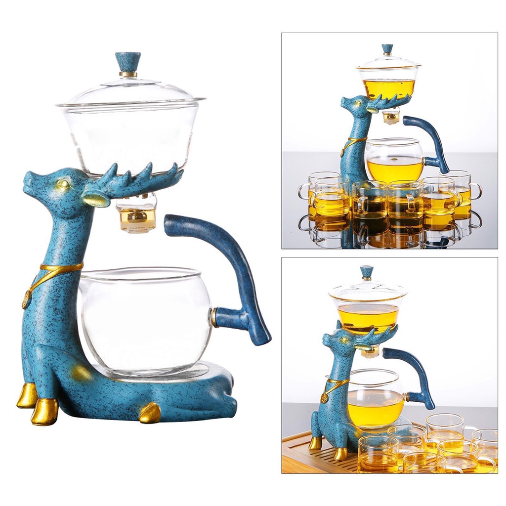 Gelas Otomatis Lazy Tea Set Teko Mangkuk Berputar Magnetik Untuk Rumah Biru