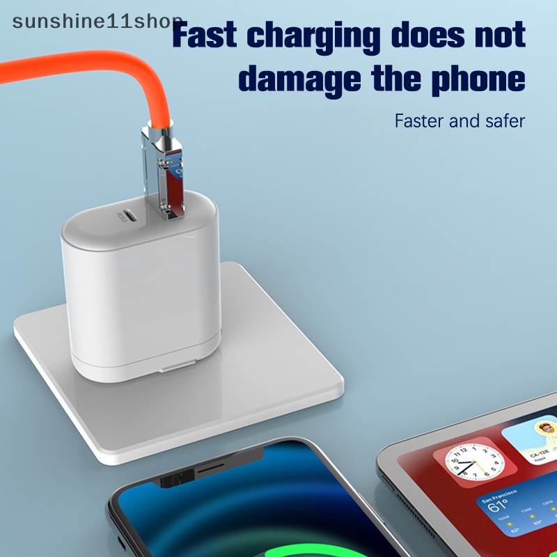 Sho 120W 6A Super Fast Charge Type-C Liquid Silicone Cable Quick Charge Kabel USB Untuk Xiaomi Huawei Samsung Pixel USB Bold Data Line N