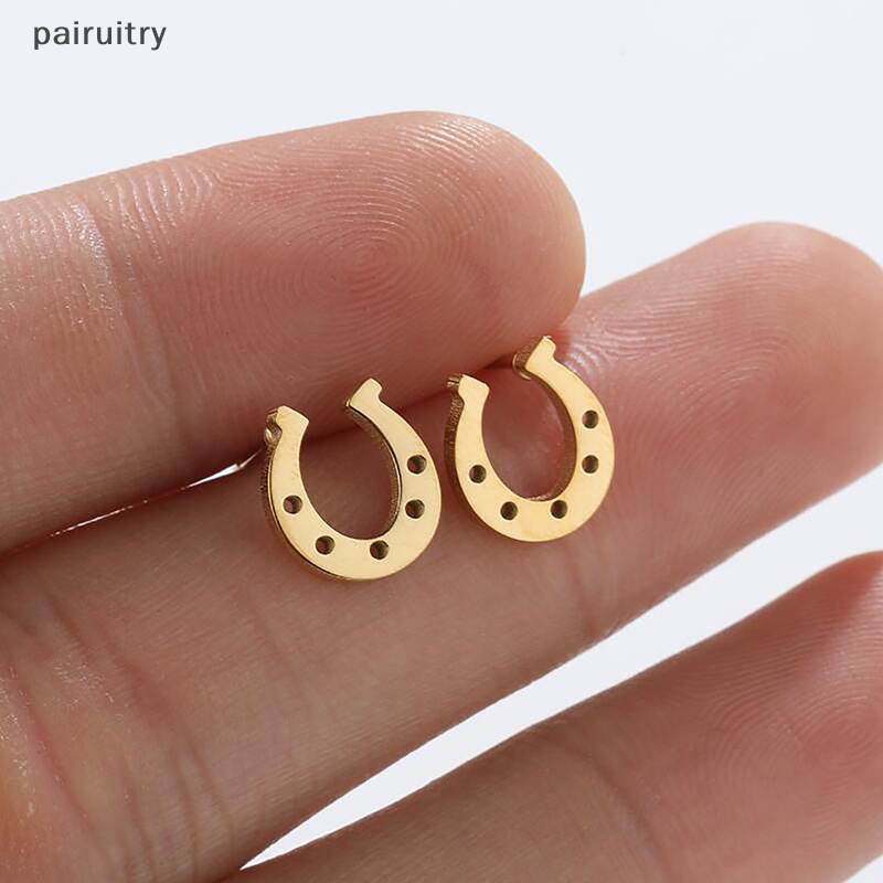 Prt 1pasang Anting Tusuk Bentuk U Bahan Stainless Steel Minimalis Horse Shoe Earing PRT