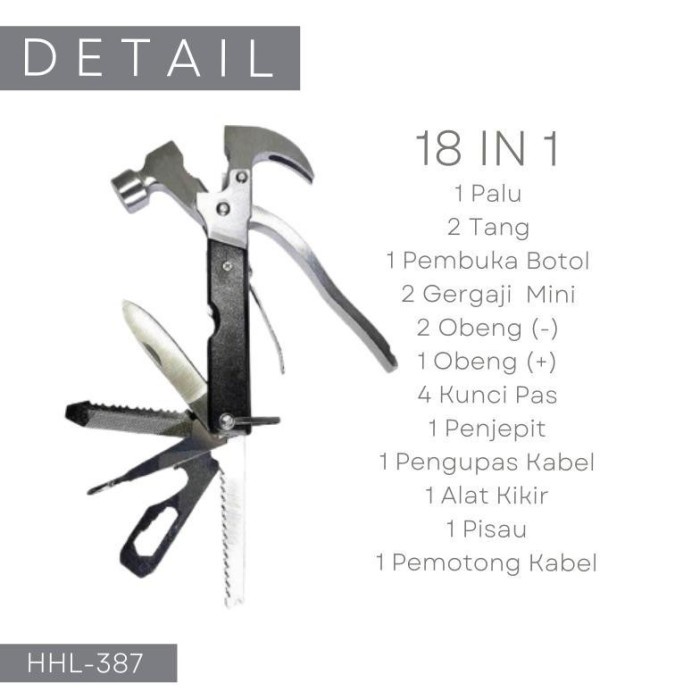 alat perkakas pertukangan tac tool  palu obeng tang multifungsi.
