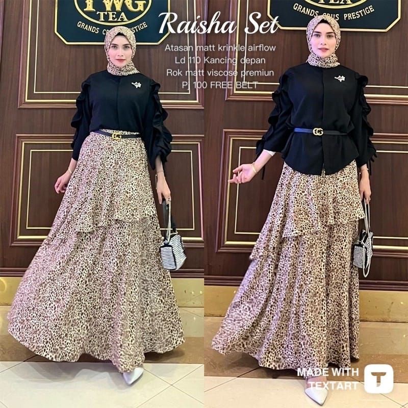 AB RAISHA SET BEST SELLER / SET ROK CANTIK MEWAH / ATASAN CRINKLE LD110 XL-XXL ROK KATUN RAYON VISCO