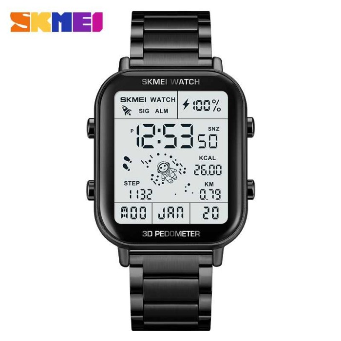 SKMEI Jam Tangan Digital Sport Watch Alarm Waterproof Pedometer - 1888 - Hitam