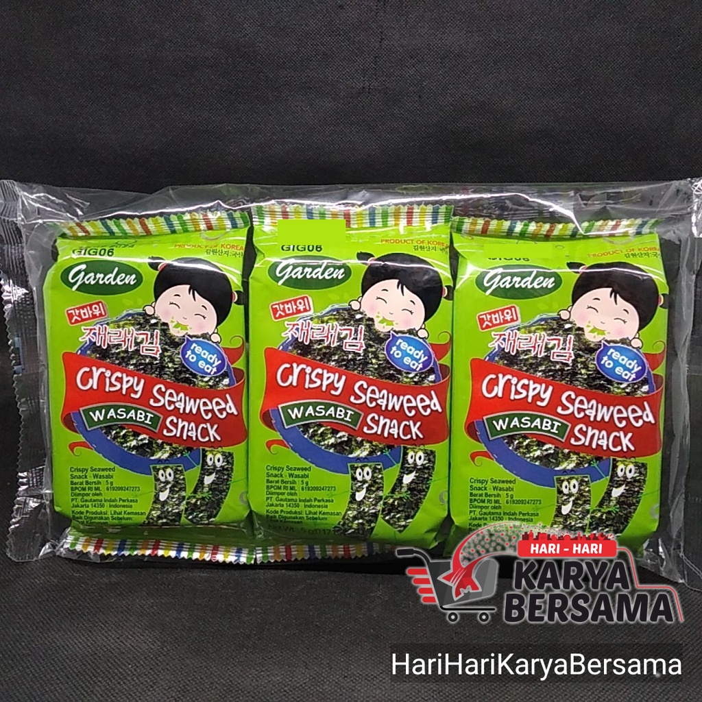 

GARDEN SNACK CRISPY SEAWEED NORI WASABI 3'S X 5GR