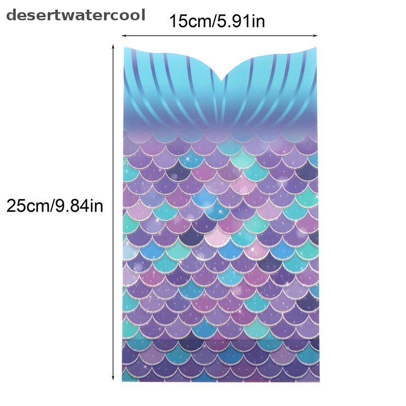 Deid 25Pcs Mermaid Party Gift Bag Permen Biskuit Packing Bag Mermaid Tail Traktir Bags Martijn