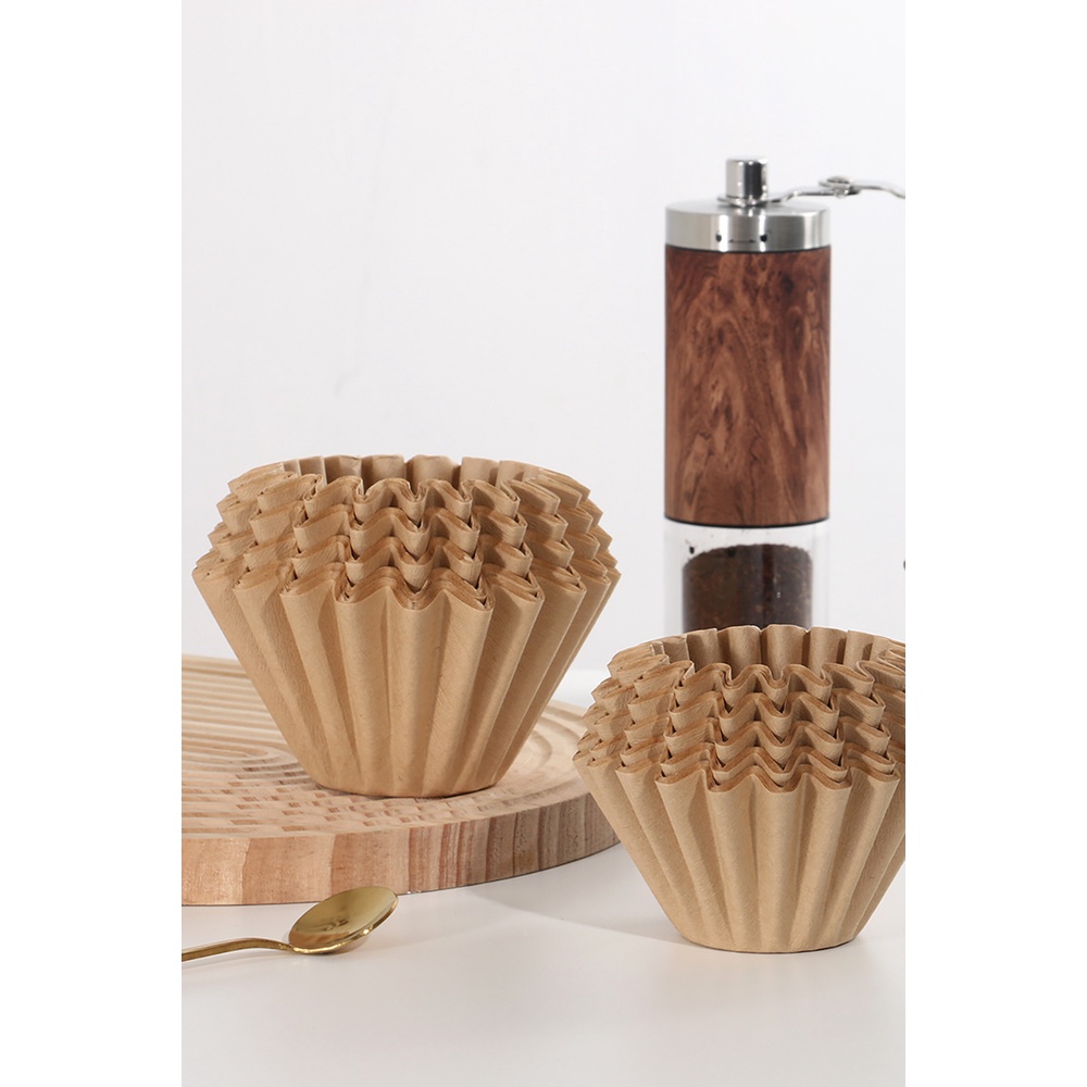 Paper 50 Buah Kertas Penyaring Kopi Kertas Penyaring Bubur Kayu Mentah 185*50Mm Mangkuk Kue Mangkuk Kayu Alami Aksesori Mesin Kopi Penyaring Kopi