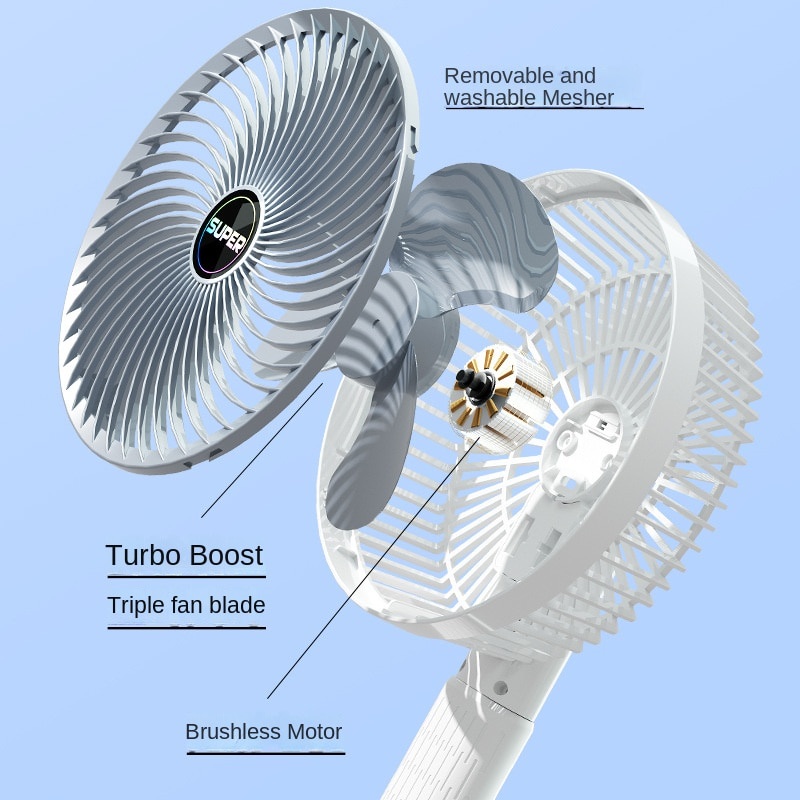 Kipas Angin Portable USB Rechargeable 3-gear Wireless Electric Fan hand Fan Clip Circulator Kipas Pendingin Untuk camping Desktop Kantor