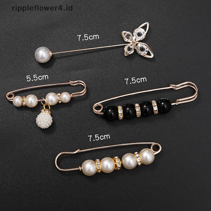 {rippleflower4.id} 1set Fashion Pakaian Bros Penyesuaian Pinggang Untuk Wanita Mutiara Kerah Pin Sweater Dress Brooch Pin Lencana Gesper DIY Aksesoris~