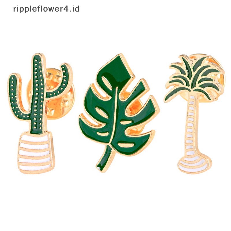 {rippleflower4.id} 3pcs /Set Enamel Tanaman Pot Kaktus Kerah Bros Pin Lencana Pakaian Pin Kartun~