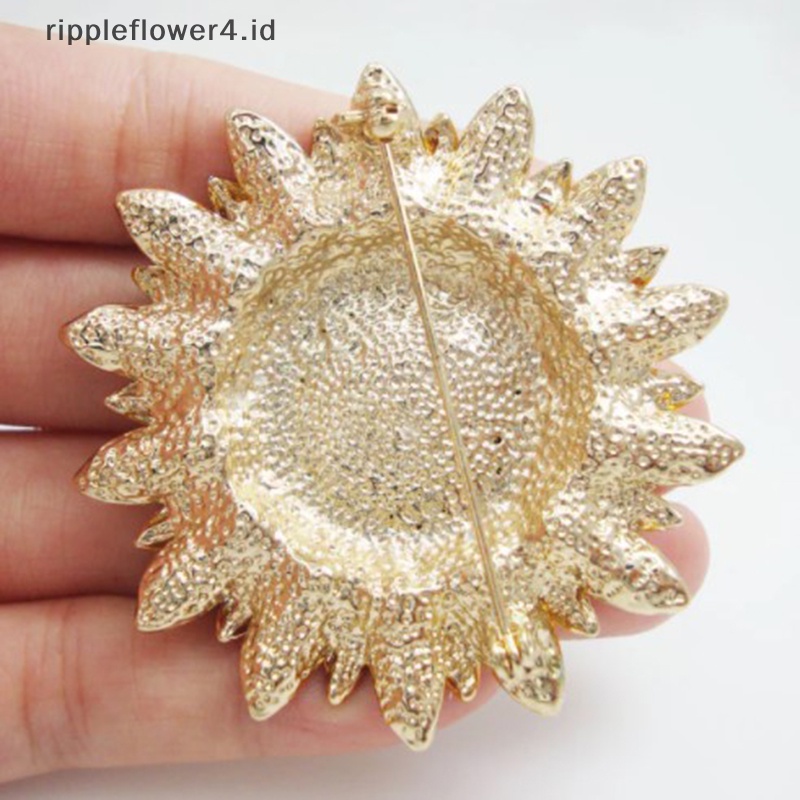 {rippleflower4.id} 1pc Perhiasan Menawan Bunga Matahari Bunga Kuning Berlian Imitasi Kristal Bros Pin~