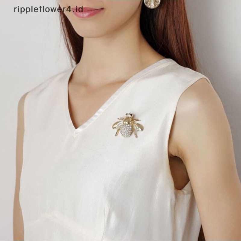 {rippleflower4.id} Wanita Bros Pin Chic Berlian Imitasi Hewan Bros Perhiasan Lebah Yang Indah Bros Pin~