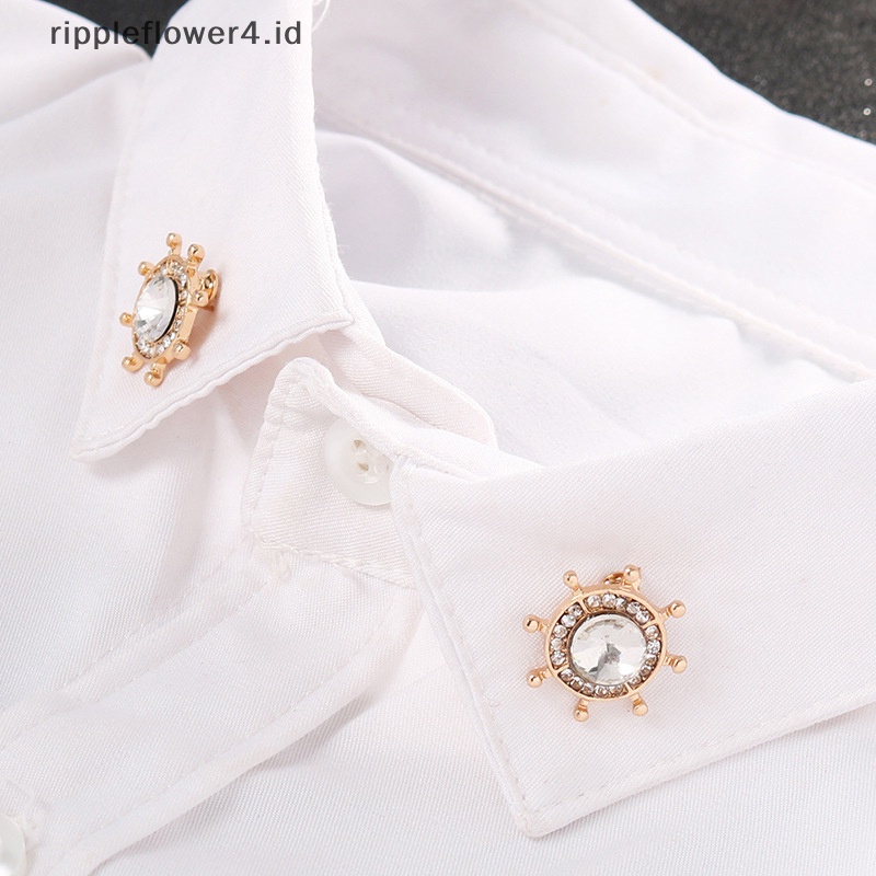 {rippleflower4.id} Fashion Berlian Imitasi Jangkar Kemudi Bros Kemeja Pria Lencana Kerah Pin Bros Untuk Aksesoris Wanita~