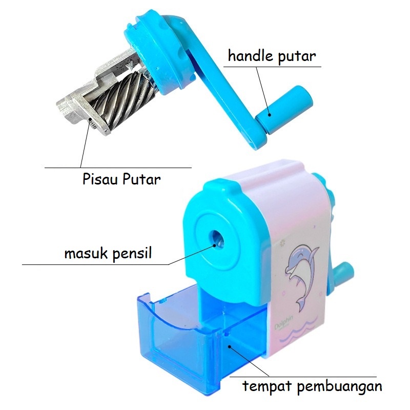 Peraut Pensil Rautan Putar Dolphin Unicorn OSM-ST0400