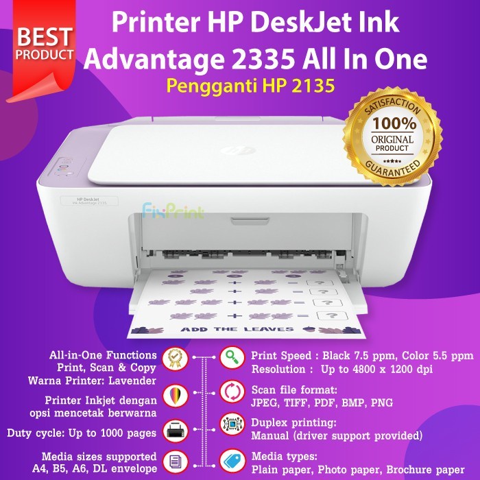 Printer Deskjet HP 2335 2336 2337 With Cartridge 682 Pengganti HP 2135