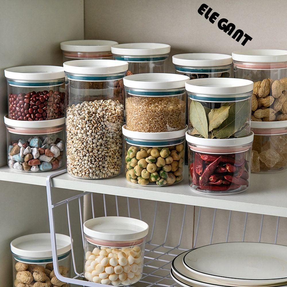 [Elegan] Tabung Dapur Pilihan Multi Ukuran 1pcs Untuk Tepung, Kopi, Kacang Transparan Sugar Canister Tetap Segar Kotak Penyimpanan