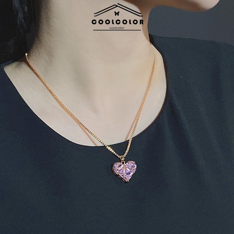 COD❤️Kalung kristal super berkilau Rantai tulang selangka cinta Aksesori fesyen wanita- cl