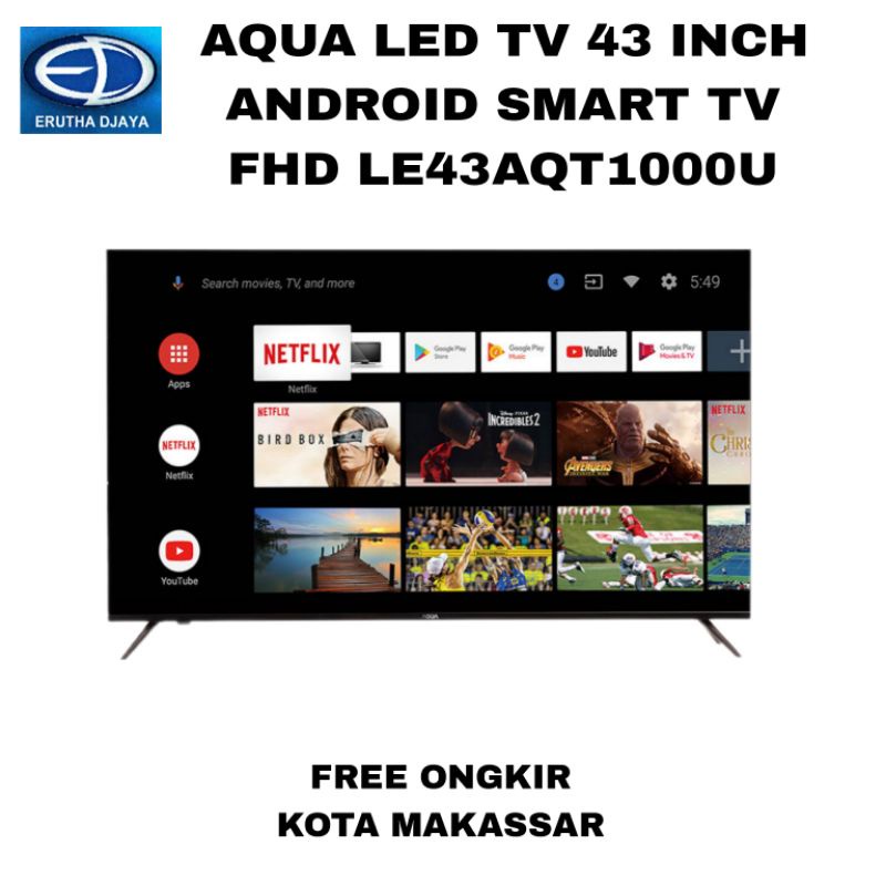 AQUA LED 43 Inch Smart Android TV LE43AQT1000U