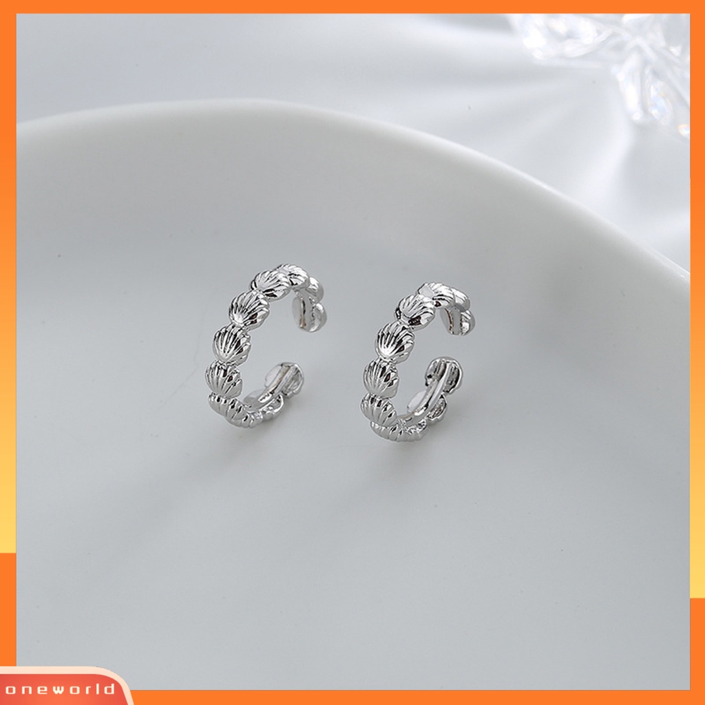 [WOD] 1pc Klip Telinga Non-Piercing Shiny Hias Menarik All-match Perhiasan Hadiah Lingkaran Wanita Fashion Kerang Telinga Manset Anting-Anting Untuk Pacaran