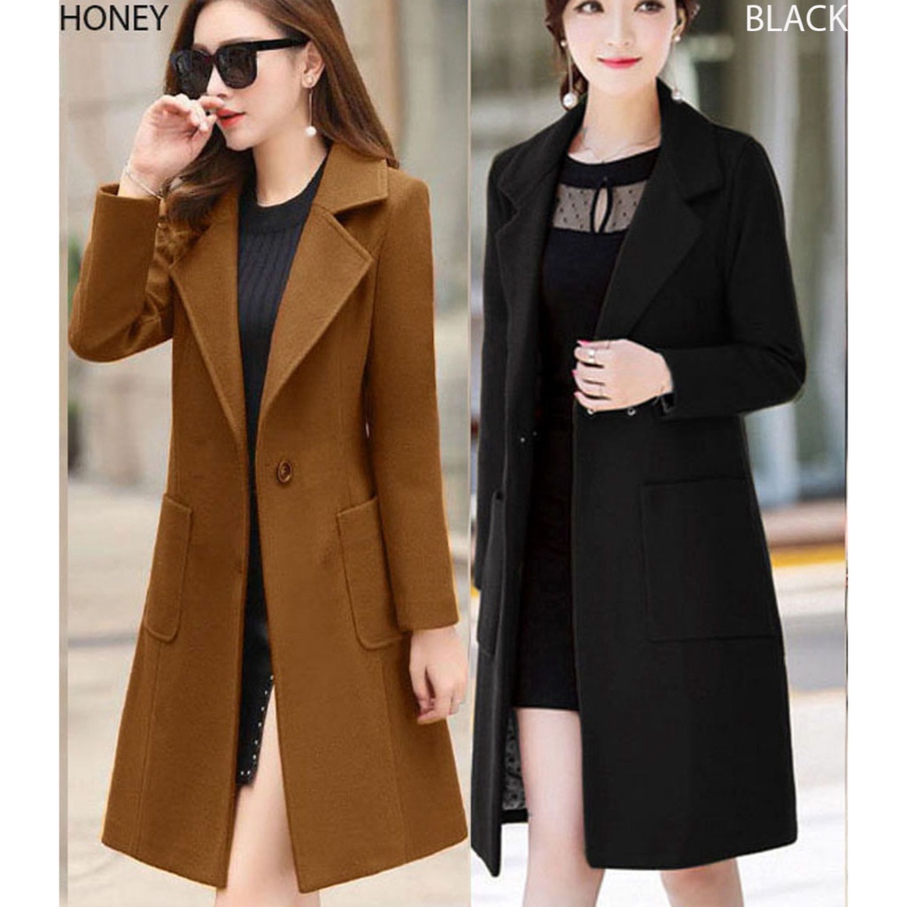 Coat blazer panjang dengan kantong