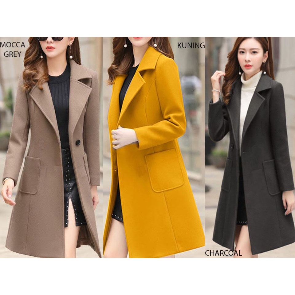 Coat blazer panjang dengan kantong