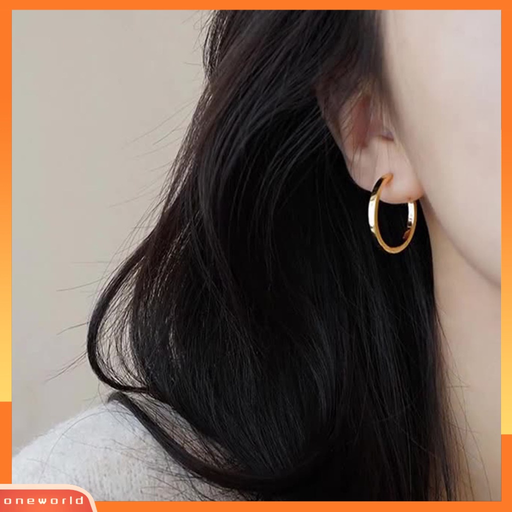 [WOD] 1pasang Wanita Anting Hoop Bulat Permukaan Halus Perhiasan Indah Fashion Penampilan Lingkaran Anting-Anting Perhiasan Aksesoris