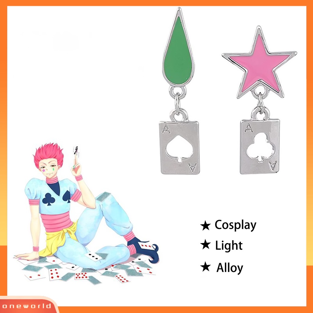 [WOD] Hunter Anime Cosplay Poker Joker Ear Stud Earring Untuk Aksesoris Perhiasan Hisoka