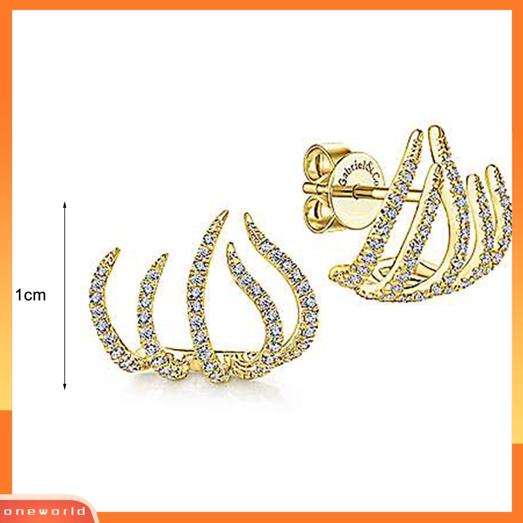 [WOD] 1pasang Anting Pejantan Wanita Mengkilap Indah Berlebihan Bentuk Cakar Disabit Lady Earrings Perhiasan Perempuan