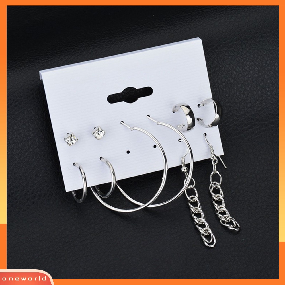 [WOD] Fashion Stud Hook Hoop Earrings Berlian Imitasi Mengkilap Wanita Set Perhiasan Hadiah