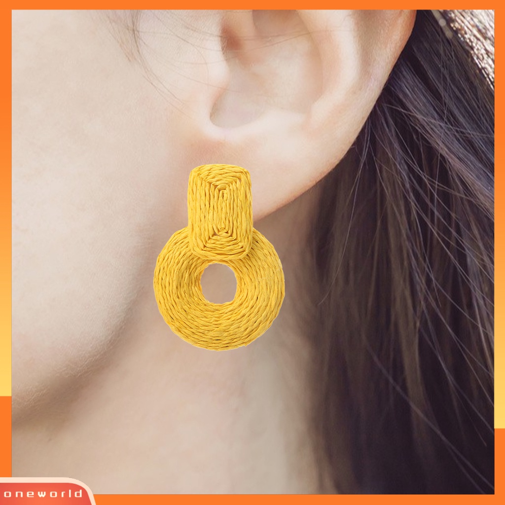 [WOD] 1pasang Anting Wanita Bentuk Bulat Warna Senada Perhiasan Gaya Liburan Lingkaran Untuk Pantai