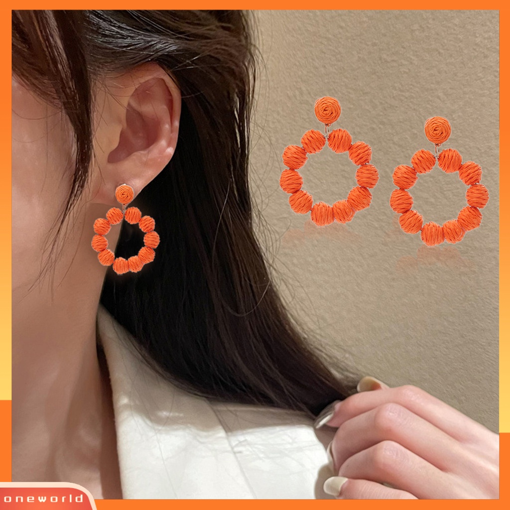 [WOD] 1pasang Anting Drop Bulat Gaya Liburan Perhiasan Bohemian Geometris Menjuntai Anting Untuk Liburan