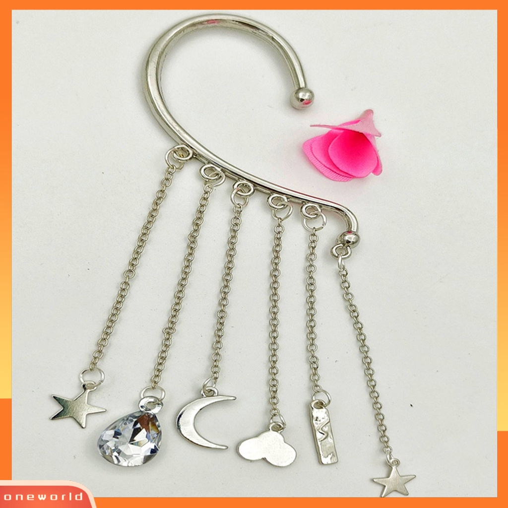 [WOD] 1pc Manset Telinga Rumbai Panjang Wanita Semua Cocok Liontin Tanpa Tindik Klip Anting Untuk Pacaran