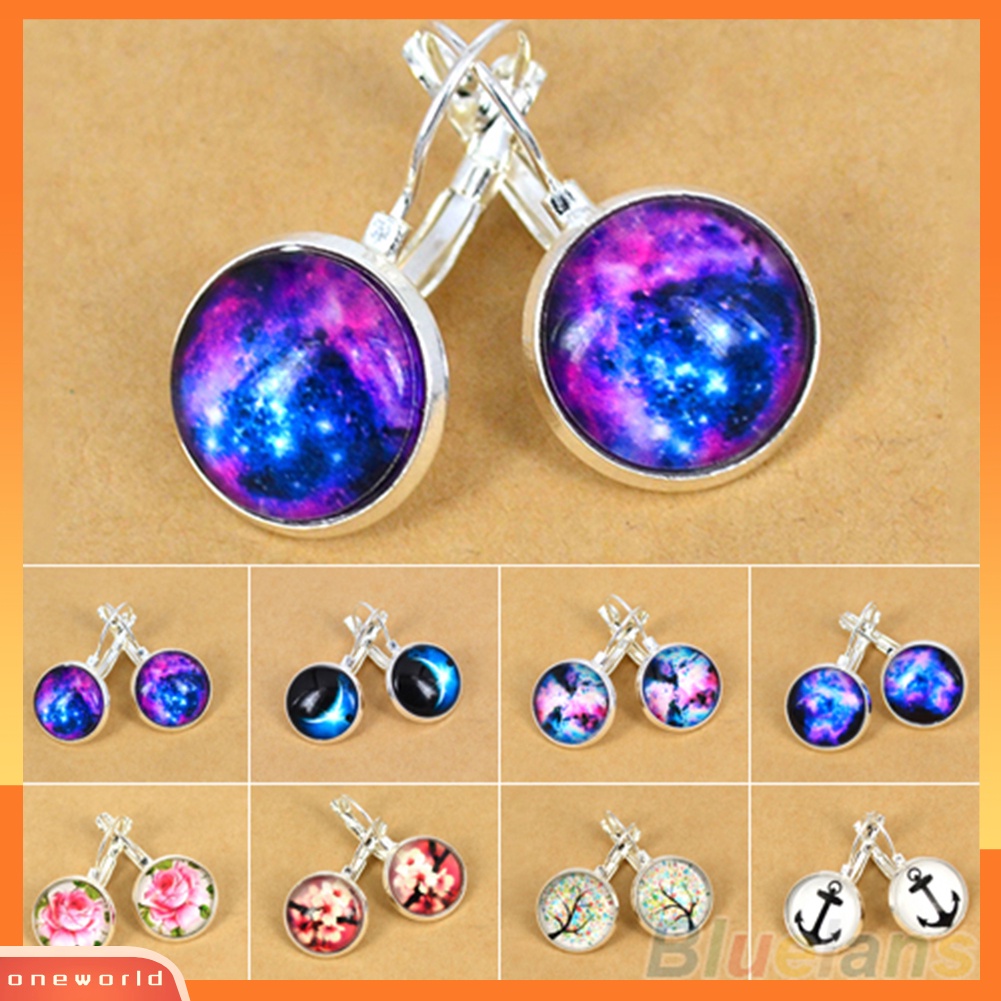 [WOD] Pesona Kaca Luar Angkasa Galaxy Wanita Perak Berlapis Perancis Tuas Kembali Drop Anting-Anting